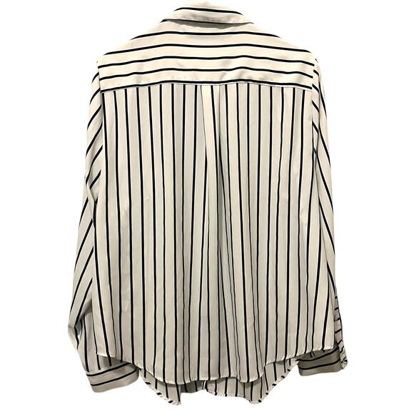 Torrid Long Sleeve Shirt Madison Georgette Teal Stripe 0X - Picture 7 of 11